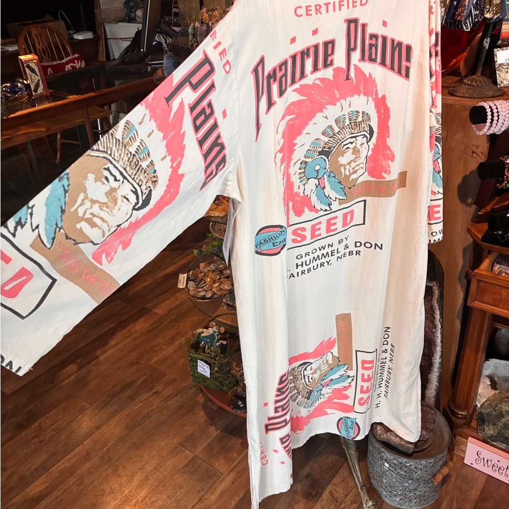 Prairie Plains Graphic Tee Dress in Cream & Coral - Picture 5 of 5